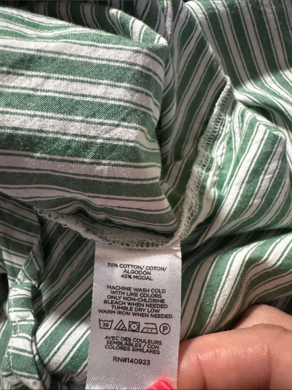 LOFT Green and White Striped Button-Down Shirt - Picture 5 of 5